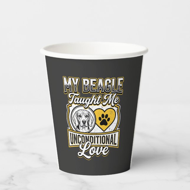 Vasos De Papel Dueño de perro Beagle amor incondicional (Anverso)