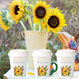 Vasos De Papel Dulce 16 Dieciséis Aniversario del País Girasol