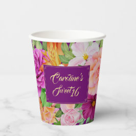 Vasos De Papel Dulce 16 Rosas acuarelas de Moda púrpura