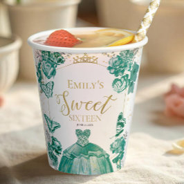 Vasos De Papel Dulce 16 servilletas Mariposa Esmeralda Verde Vest