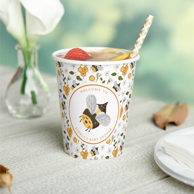 Vasos De Papel Dulce Abeja Bumblebee Baby Shower (in situ)