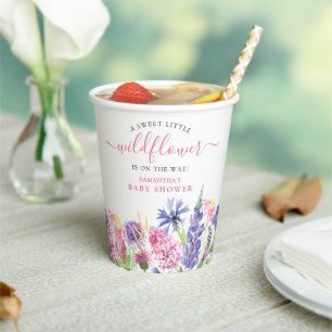 Vasos De Papel Dulce Baby Shower Acuarela Flor Silvestre