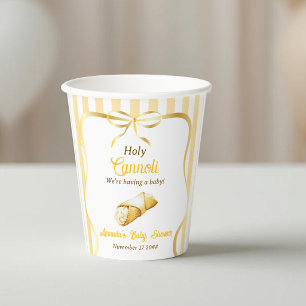 Vasos De Papel Dulce Baby Shower de Cannoli Santo con Lazo Amaril
