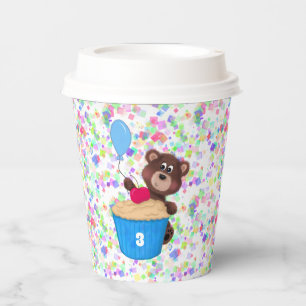 Vasos De Papel Dulce Bebé Oso Cupcake Confetti Cumpleaños
