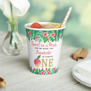 Vasos De Papel Dulce Chicas de Peach 1º cumpleaños