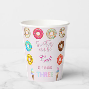 Vasos De Papel Dulce como puede ser Chica cumple 3 años