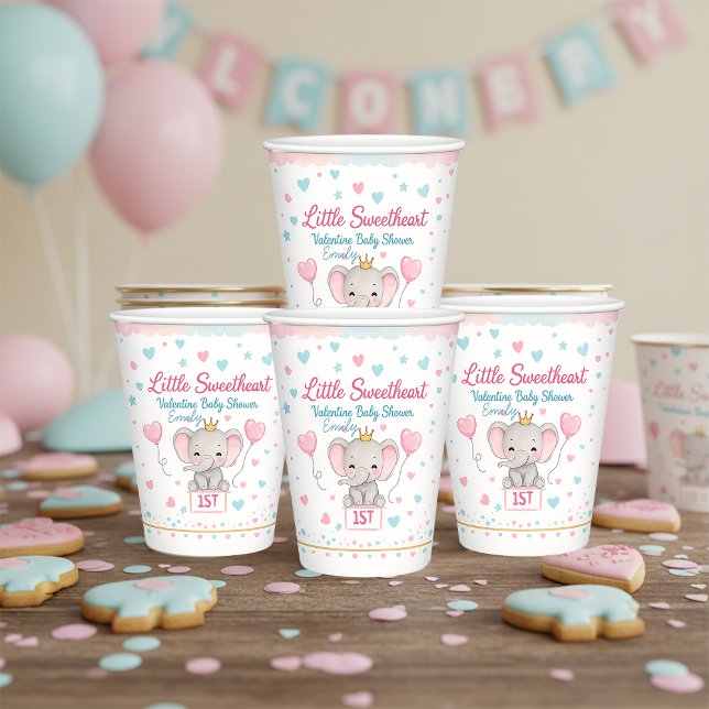 Vasos De Papel Dulce Corazoncito Valentino Baby Shower Elefante (Subido por el creador)