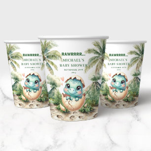 Vasos De Papel Dulce Cumpleaños de pequeño Dino Azul La Eclosión