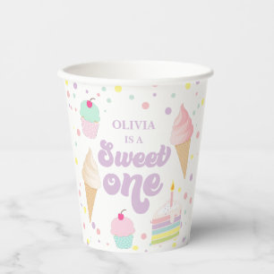 Vasos De Papel Dulce Cumpleaños Uno Helado y Tarta