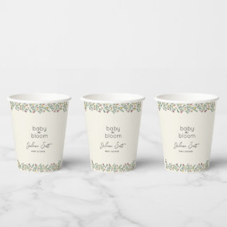 Vasos De Papel Dulce de Flor Silvestre Dibujada a Mano en Flor Ba