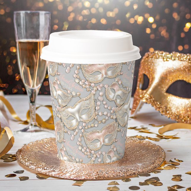 Vasos De Papel Dulce de Mascarada 16 Máscaras de abalorio Rosa Go (Subido por el creador)