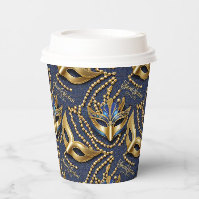 Vasos De Papel Dulce de mascarada 16 máscaras de cuentas DNI1032 (Anverso)