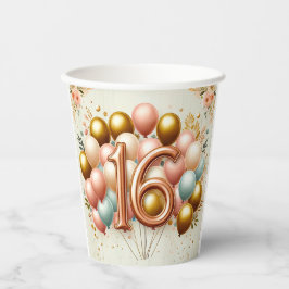 Vasos De Papel Dulce de Oro y Rosa