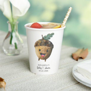 Vasos De Papel Dulce de otoño Cartoon Baby Shower de bellota