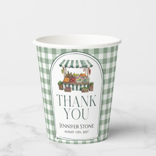 Vasos De Papel Dulce Despertar Verde Salvia Fresco Del Mercado (Anverso)