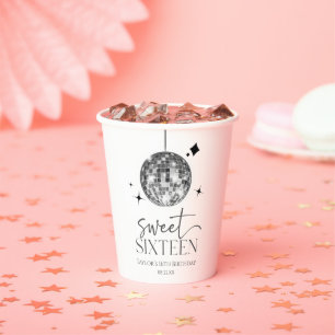 Vasos De Papel Dulce Dieciséis Disco Ball Fiesta de Cumpleaños 16