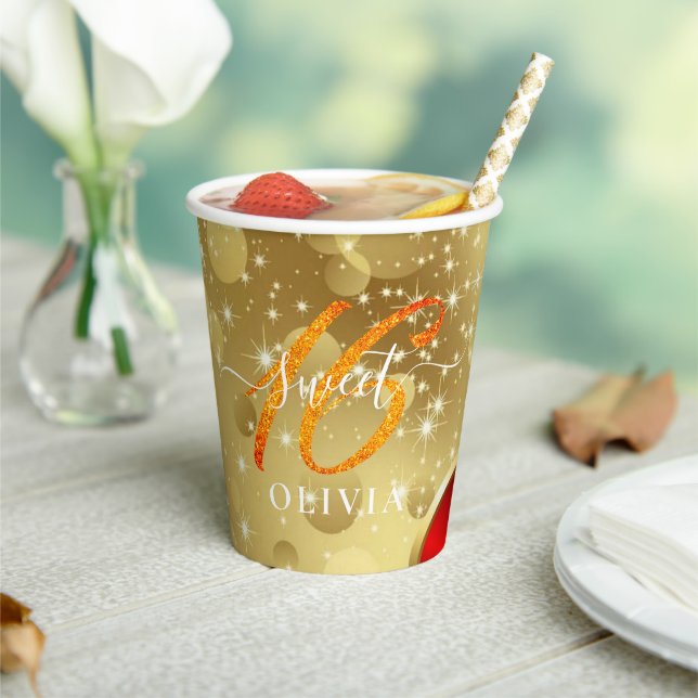 Vasos De Papel Dulce dorado espumoso 16 tazas de papel (in situ)