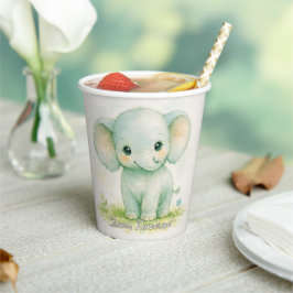 Vasos De Papel Dulce Elefante Gigante Gentil Aquarela Baby Shower