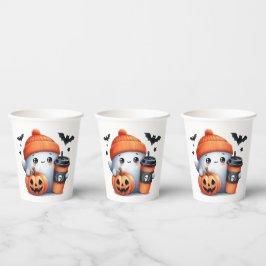 Vasos De Papel Dulce Fantasma Calabaza Fiesta de Halloween