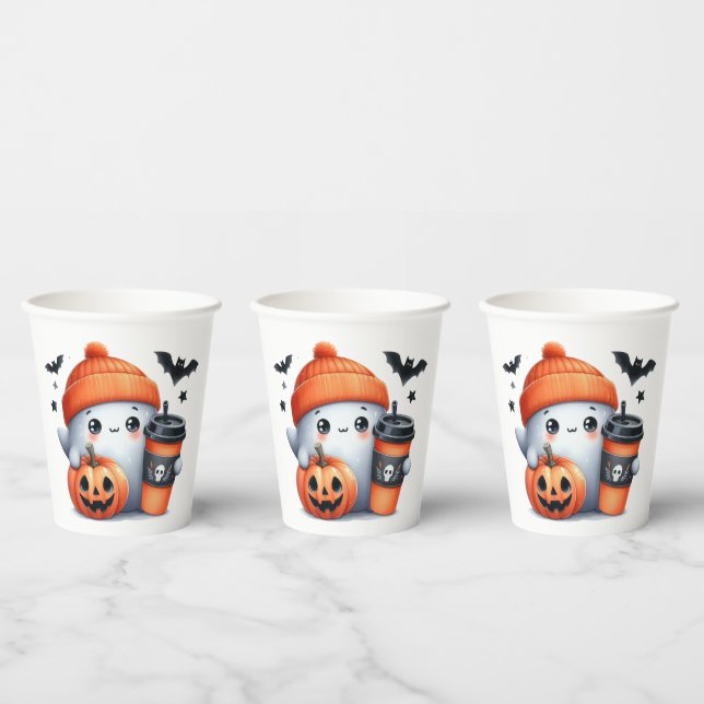 Vasos De Papel Dulce Fantasma Calabaza Fiesta de Halloween (Multi)