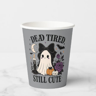 Vasos De Papel Dulce Fantasma Coquette de Halloween con Lazo