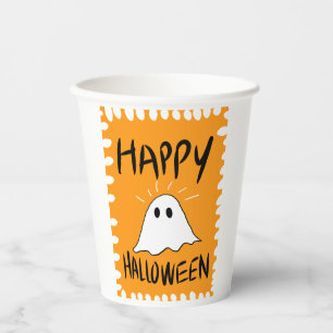 Vasos De Papel Dulce Fantasma De Dibujos Animados Moderno Naranja