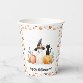 Vasos De Papel Dulce Fantasma y Gato Negro de Halloween