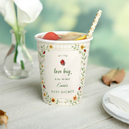 Vasos De Papel Dulce Fiesta de Bebé de Mariquita a Cuadros y Flor