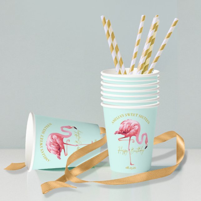 Vasos De Papel Dulce Flamingo Tropical 16 Feliz cumpleaños ID922 (Subido por el creador)