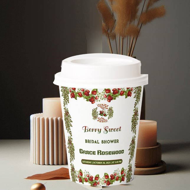 Vasos De Papel Dulce Lluvia de Otoño Bayas Lindas Despedida de So (Cute Fall Foliage Autumn Berry Sweet Bridal Shower Paper Cups)