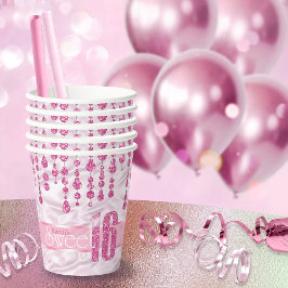 Vasos De Papel Dulce manteca satina Dieciséis ID260 rosa