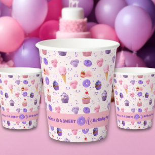 Vasos De Papel Dulce morado rosado dulce Chica