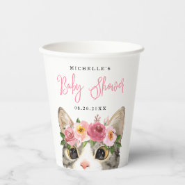 Vasos De Papel Dulce niña gatito de acuarela Baby Shower