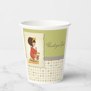 Vasos De Papel Dulce niña orando gracias Dios