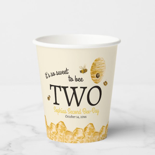 Vasos De Papel Dulce Para Ser Abeja Cumpleaños Dos Cumpleaños Abe (Anverso)