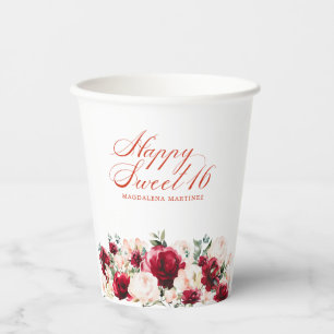 Vasos De Papel Dulce partido de cumpleaños 16 Personalizado de Pe