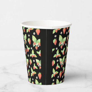 Vasos De Papel Dulce patrón botánico de acuarela de fresa