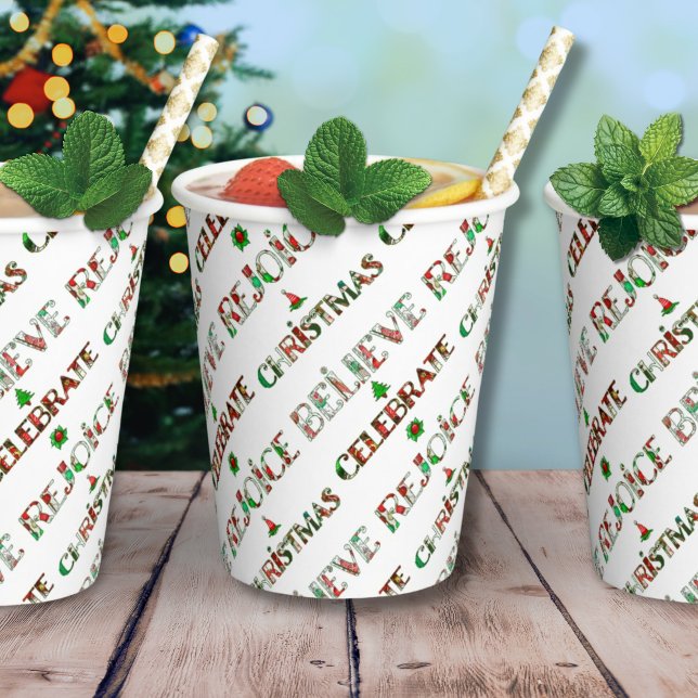Vasos De Papel Dulce Patrón Navideño Rojo Verde (Subido por el creador)
