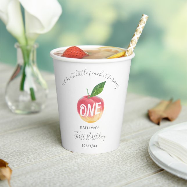 Vasos De Papel Dulce Peach First Birthday (in situ)