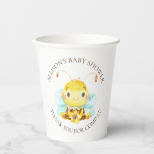 Vasos De Papel Dulce Pequeña Abeja Bebé Ducha Gracias Clas