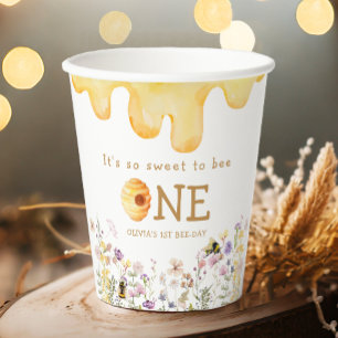 Vasos De Papel Dulce por ser el primer cumpleaños de un Chica de 