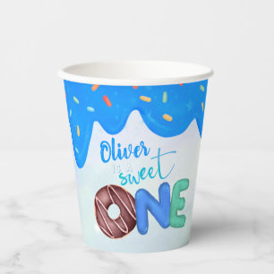 Vasos De Papel Dulce primer cumpleaños de un niño con escarcha az