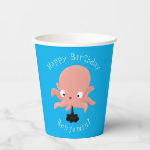 Vasos De Papel Dulce pulpo bebé rosa humor de dibujos animados