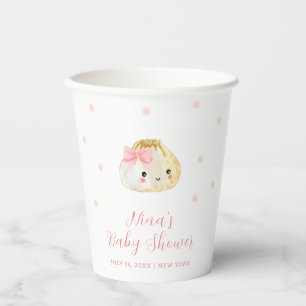 Vasos De Papel Dulce rosado Pequeño Chica Dumpling Baby Shower