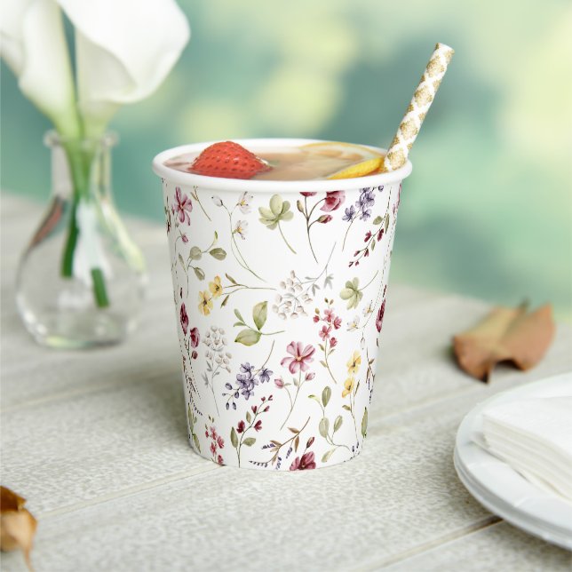 Vasos De Papel Dulce Shower de Bebé Flor Silvestre (in situ)