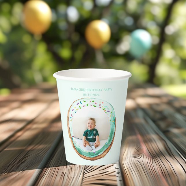 Vasos De Papel Dulce tiempo Pastel Verde Donut Cumpleaños (Subido por el creador)
