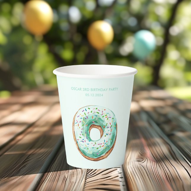 Vasos De Papel Dulce tiempo Pastel Verde Donut Cumpleaños (Subido por el creador)