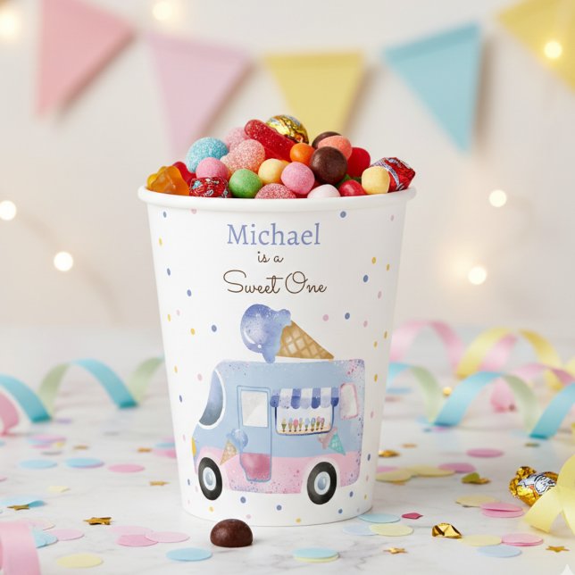 Vasos De Papel Dulce Un helado de camión de primer cumpleaños (Subido por el creador)
