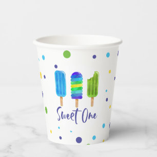 Vasos De Papel Dulce Un primer cumpleaños verde azul