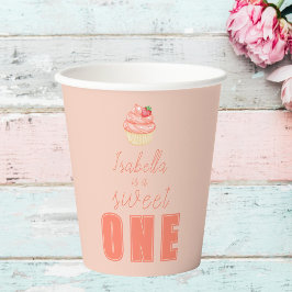Vasos De Papel Dulce uno, chicas rosa primer cumpleaños